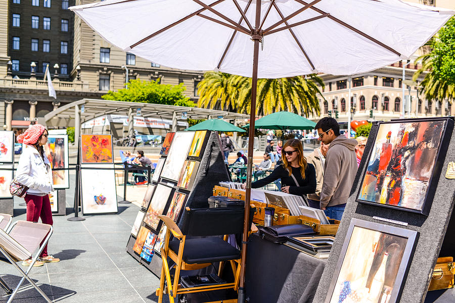 Outdoor Art Gallery on Union Square, San Francisco Photograph by Anouchka
