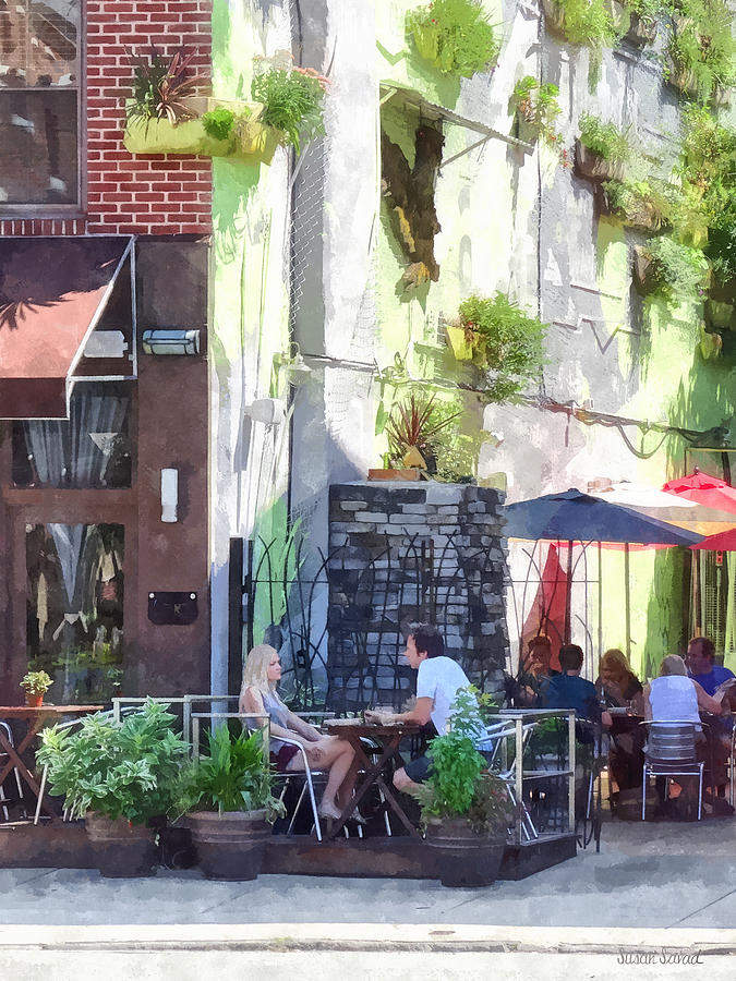 Umbrella Photograph - Outdoor Cafe Philadelphia PA by Susan Savad