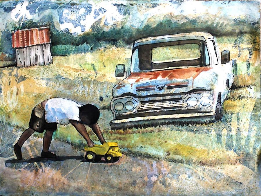 Truck Painting - Outdoor playn trucks by Ron Carson
