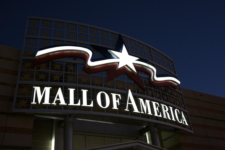 Outdoor sign for Mall of America, the largest mall in the USA, located in the Twin Cities suburb of Bloomington, Minnesota, Midwest, USA Photograph by Barry Winiker