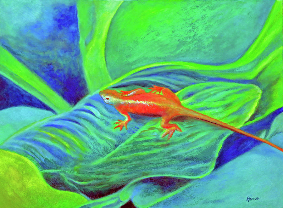 Outer Banks Gecko Painting by Kandy Cross