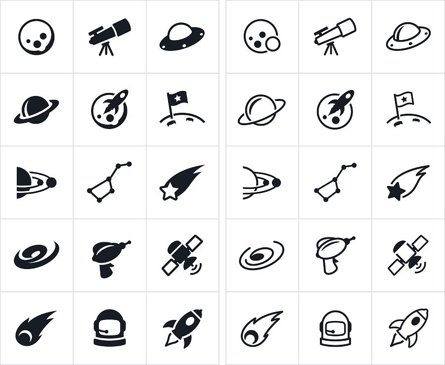 Outer Space Icons Drawing by Appleuzr