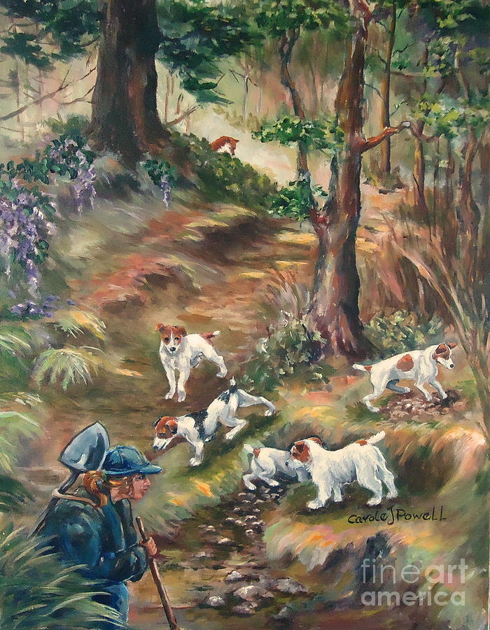 Outfoxed Times Five Painting by Carole Powell