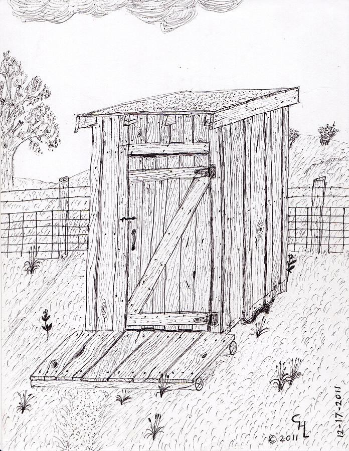 Tree Drawing - Outhouse by Clark Letellier
