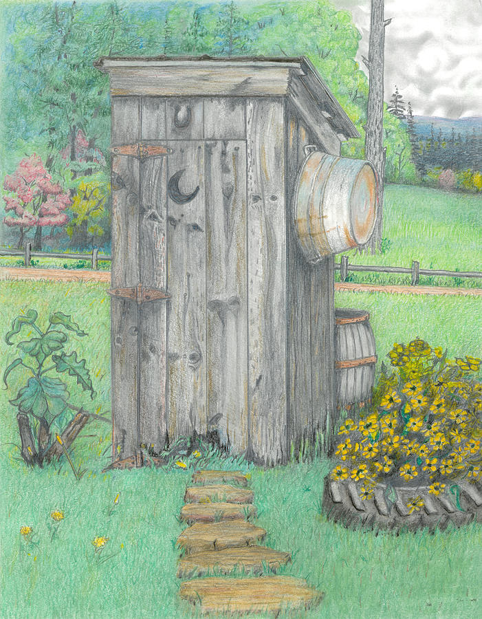 Outhouse Drawing by David Gallagher