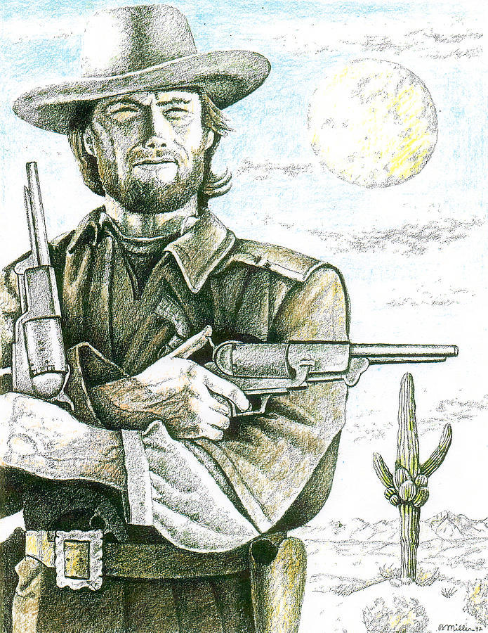 Outlaw Josey Wales Drawing by Bern Miller
