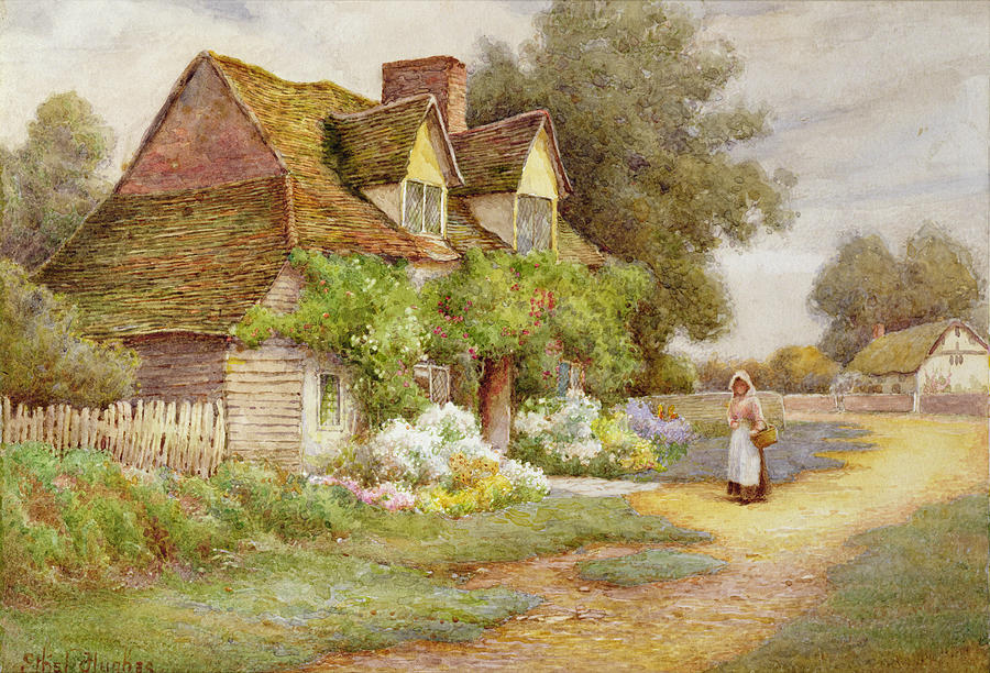 Outside The Cottage Painting by Ethel Hughes