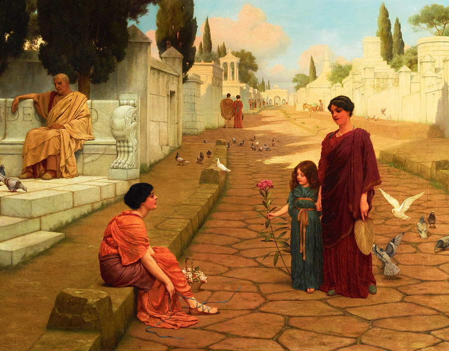 Outside the Gate of Pompeii Painting by John William Godward