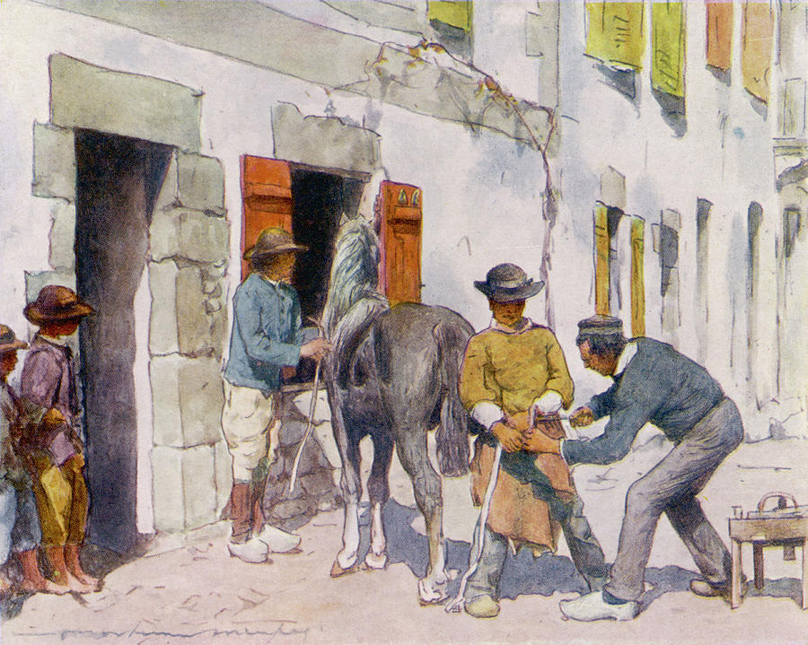 Breton Drawing - Outside The Smithy At Pont- Aven by Mary Evans Picture Library