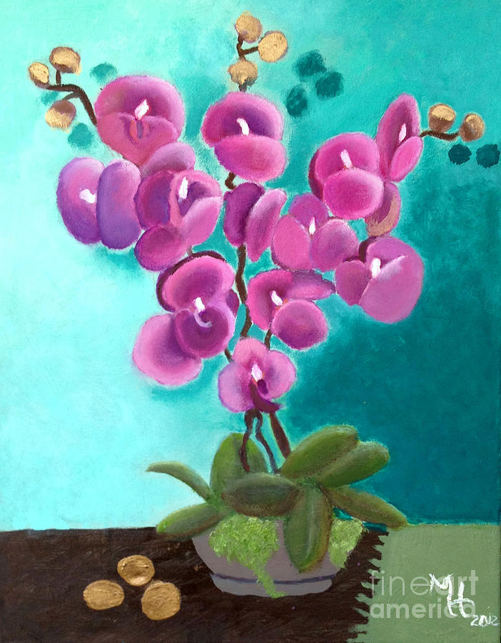 Fuchsia Painting - Outstanding Orchids by Margaret Harmon