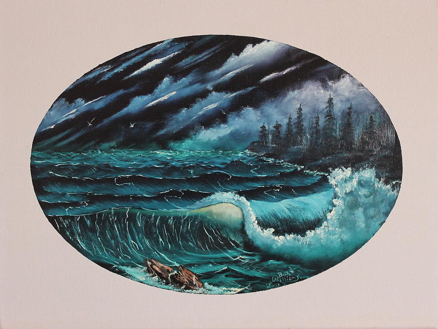 Oval Ocean View Painting by Bob Williams