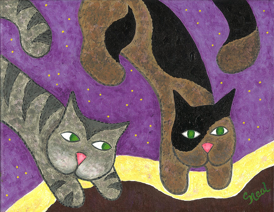 Over Cover Cats Painting by Carol Neal