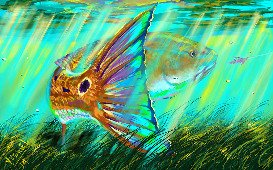 Trout Digital Art - Over The Grass  by Yusniel Santos