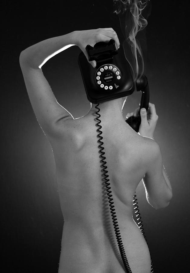 Black And White Photograph - Over The Phone by Mark Ashkenazi