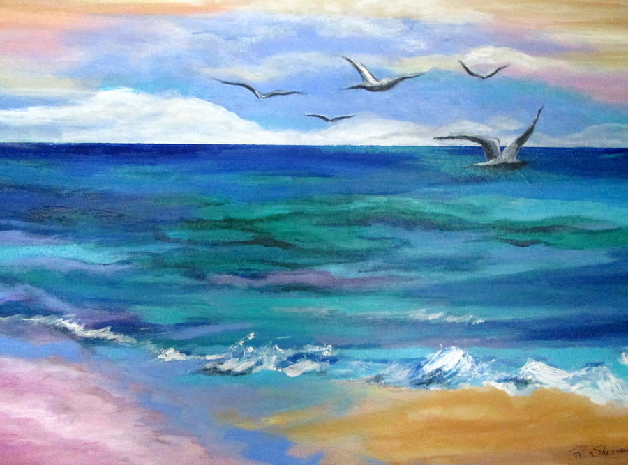 Over the Sea Painting by Rosie Sherman