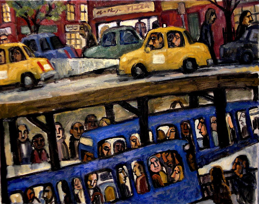 Over Under New York City Nocturne Painting by Thor Wickstrom