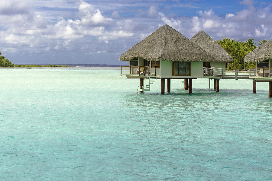 Overwater Bungalows in Bora Bora Turquoise Water Photograph by Mel Ashar