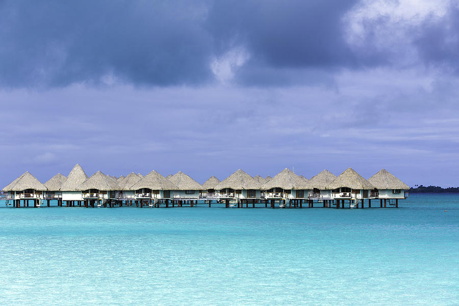Overwater Bungalows in Bora Boras Turquoise Waters Photograph by Mel Ashar