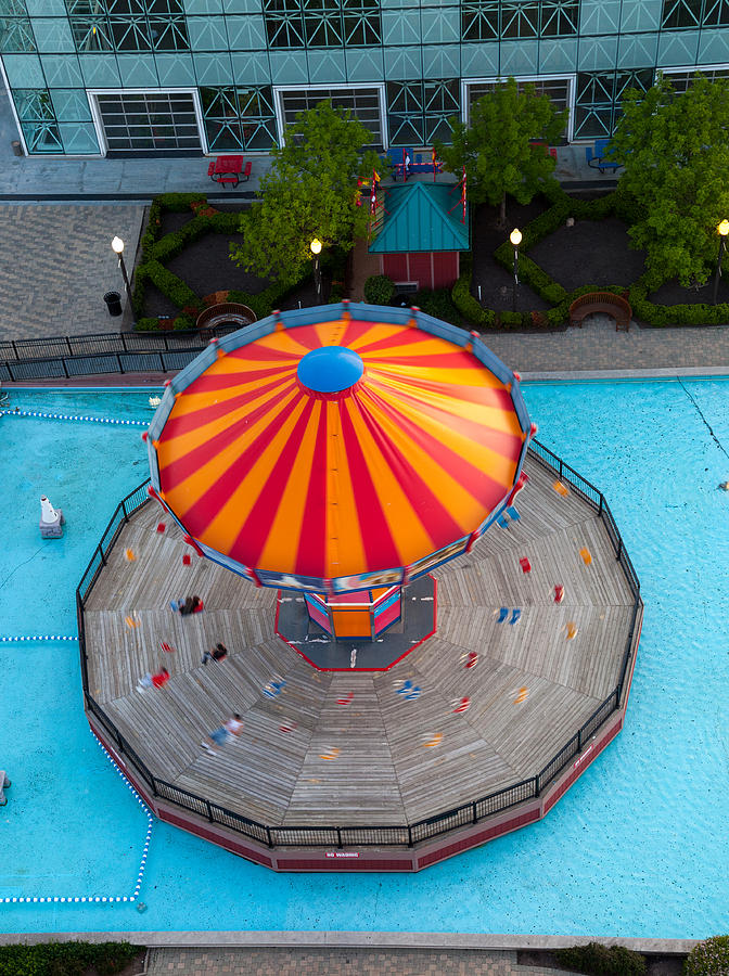 Overhead view of carousel on Navy Pier Photograph by Steven Heap