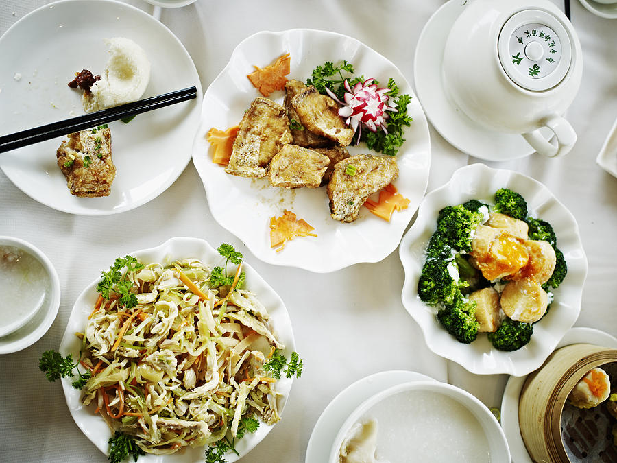 Overhead view of Chinese food Photograph by Thomas Barwick