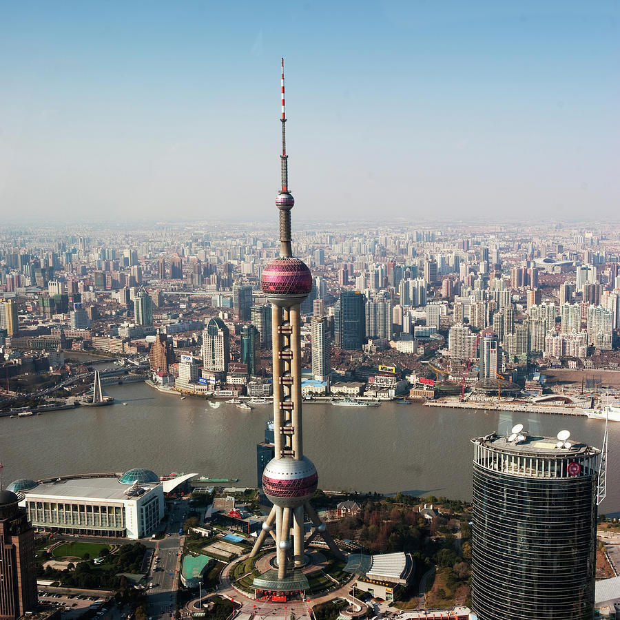 Overhead View Of Oriental Pearl Tower Photograph by Roy Hsu