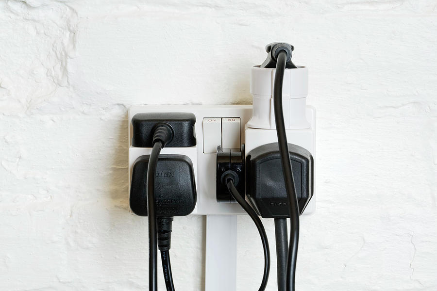 Appliance Photograph - Overloaded Electrical Power Socket by Emmeline Watkins/science Photo Library