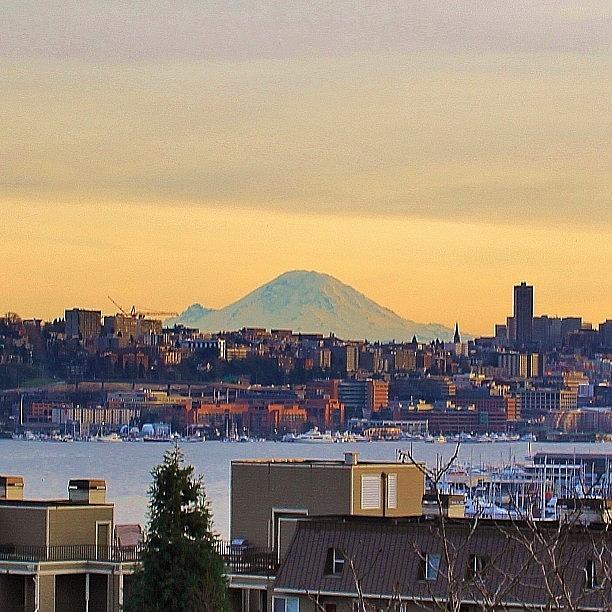 Nature Photograph - Overlook If The City And Mt. Rainier by Tony Castle