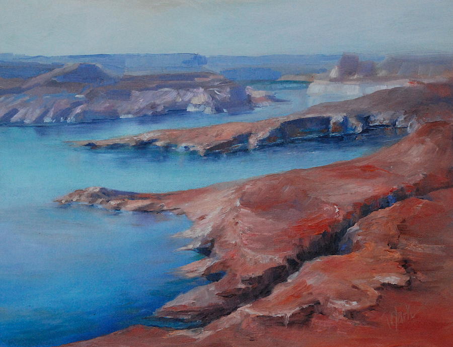 Lake Powell Painting - Overlooking Lake Powell by Donna Pierce-Clark Lake Powell Painting - Overlooking Lake Powell by Donna Pierce-Clark