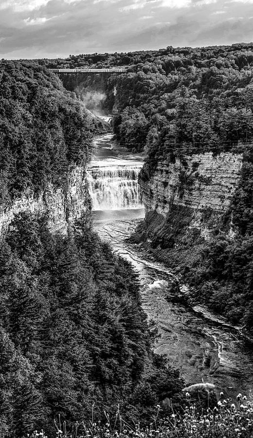 Overlooking Middle Falls Black and White Photograph by Rick Bartrand
