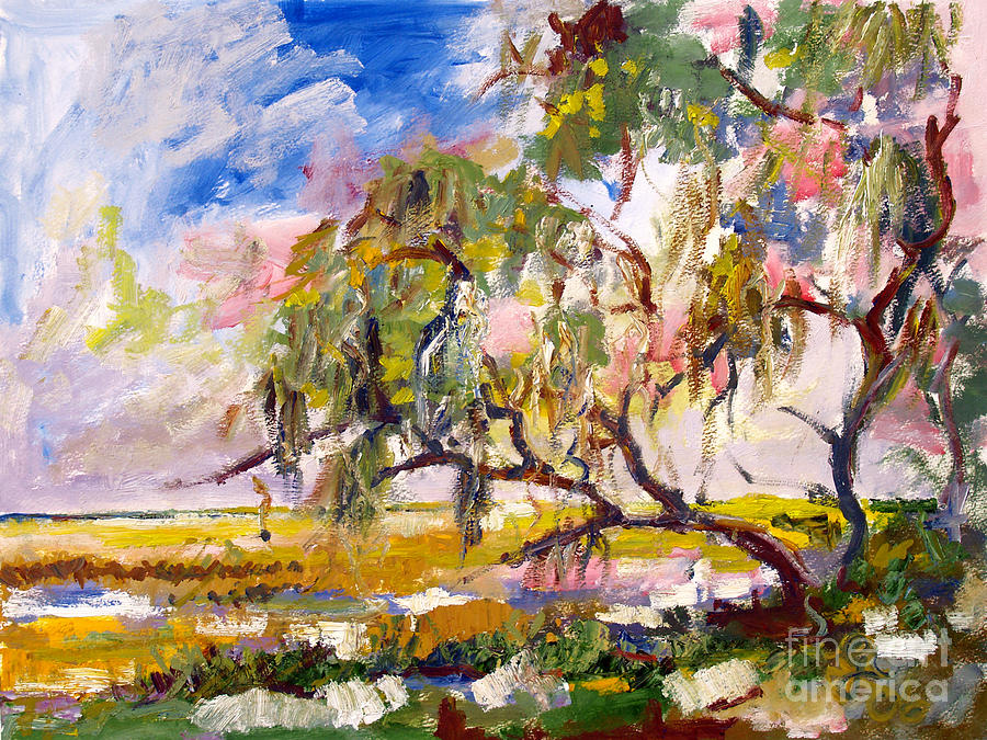 Overlooking the Marsh on Jekyll Island Georgia Painting by Ginette Callaway