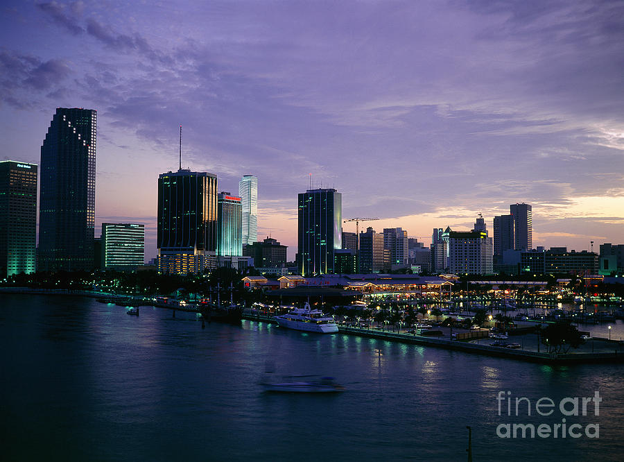 Overview Of Miami At Dusk, Florida Photograph by Adam Sylvester