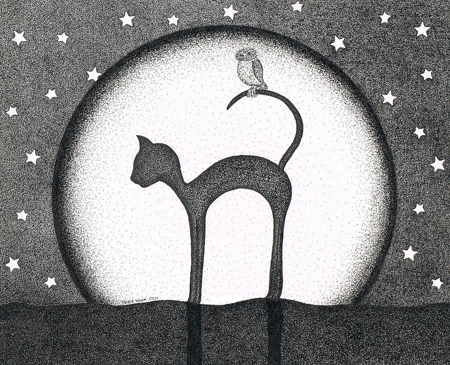 Owl Drawing - Owl always be there by Marie Wern