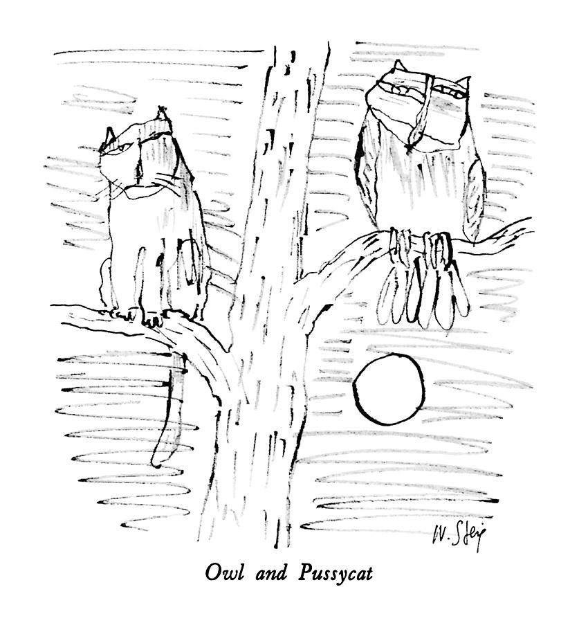 Owl And Pussycat Drawing by William Steig