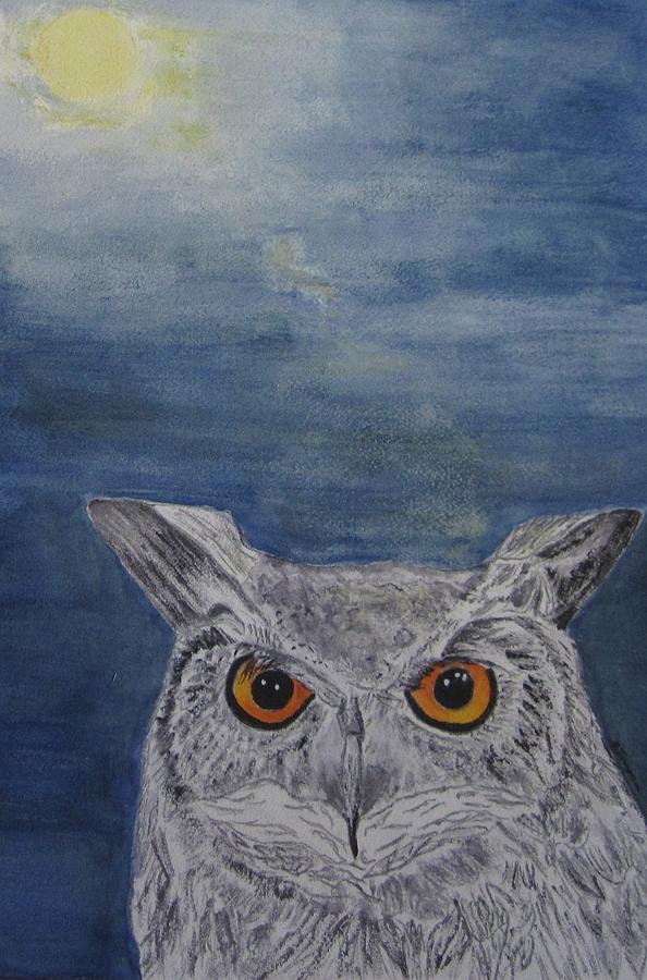Owl by moonlight Painting by Elvira Ingram