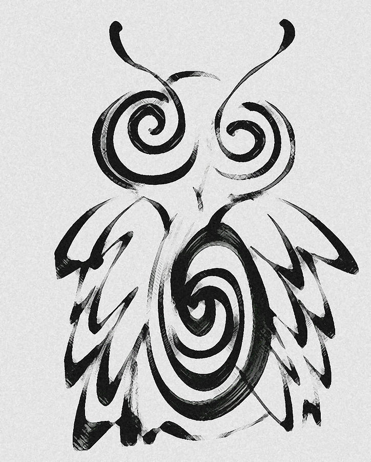Owl Digital Art - owl by Ellsbeth Page