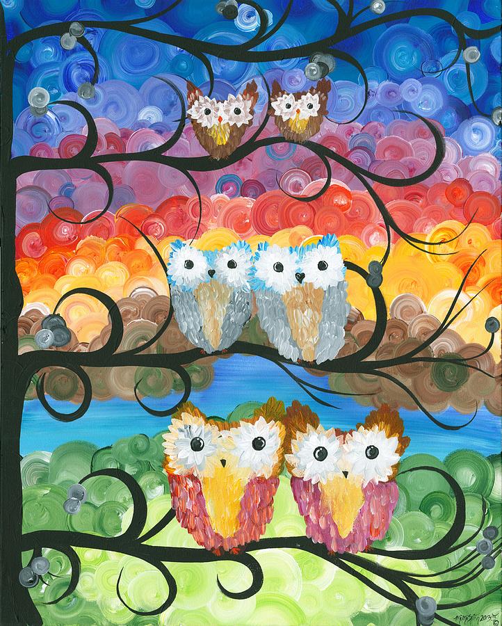 Owl Expressions - 00 Painting by MiMi Stirn