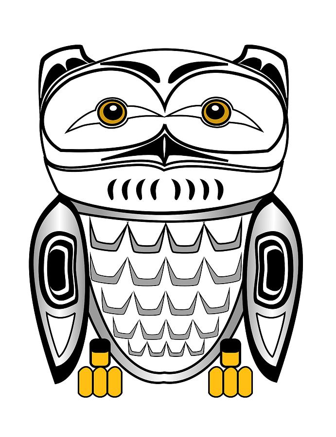 Owl Drawing - Owl for Totem by Fred Croydon