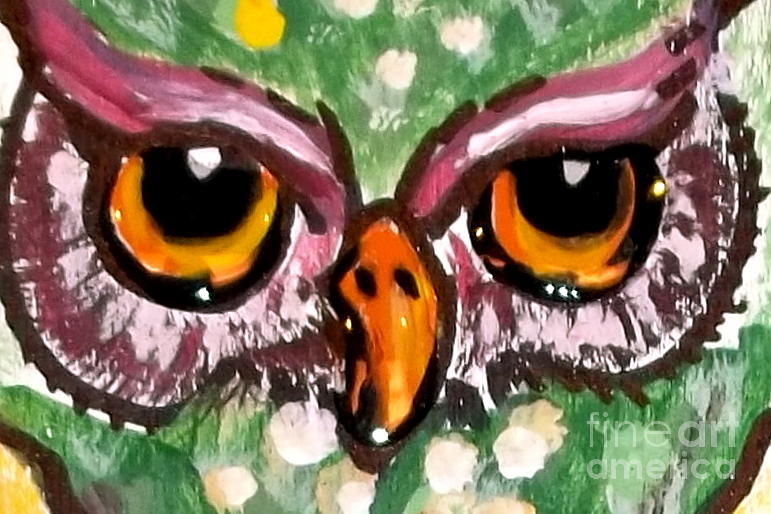Owl In Green Painting