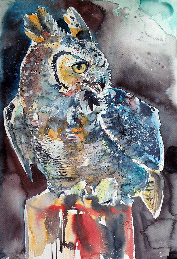 Owl at night Painting by Kovacs Anna Brigitta