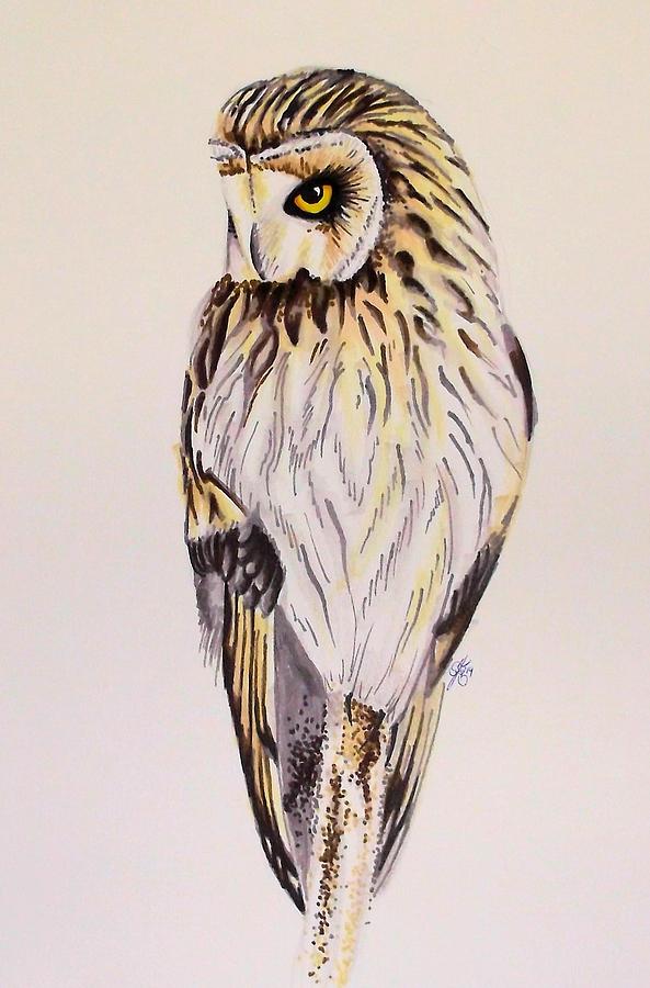 Owl in Winter Drawing by Scarlett Royale