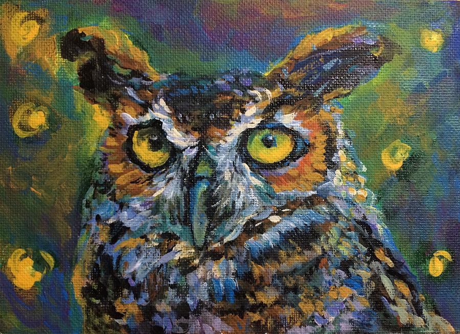 owl Painting by Jieming Wang