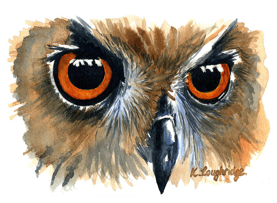 Owl Painting by Karen  Loughridge KLArt