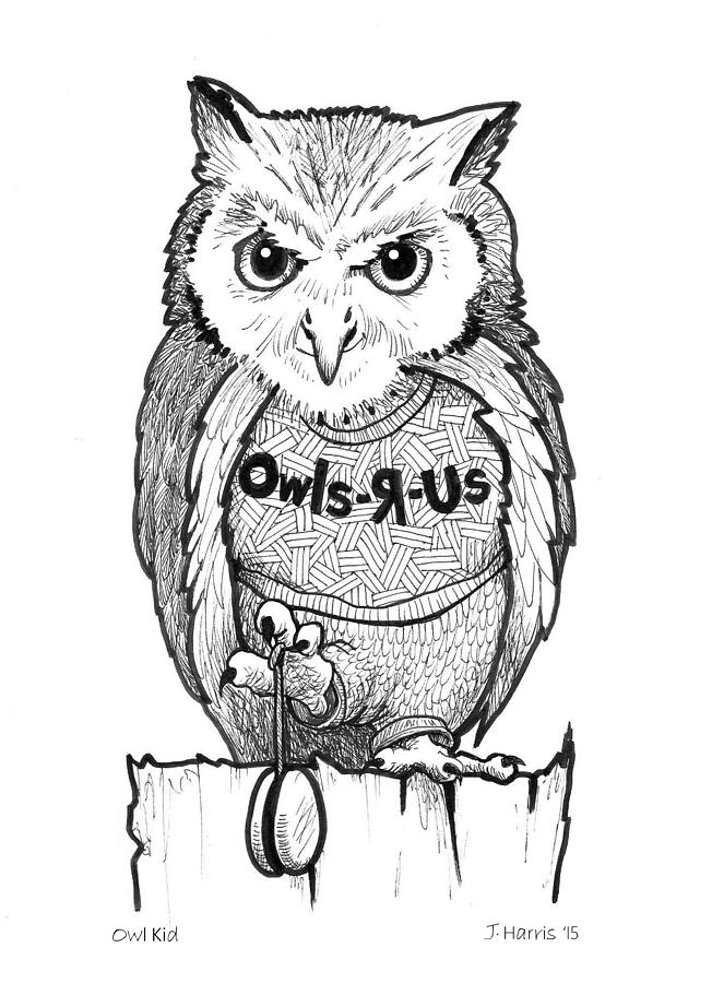 Owl Kid Drawing by Jim Harris