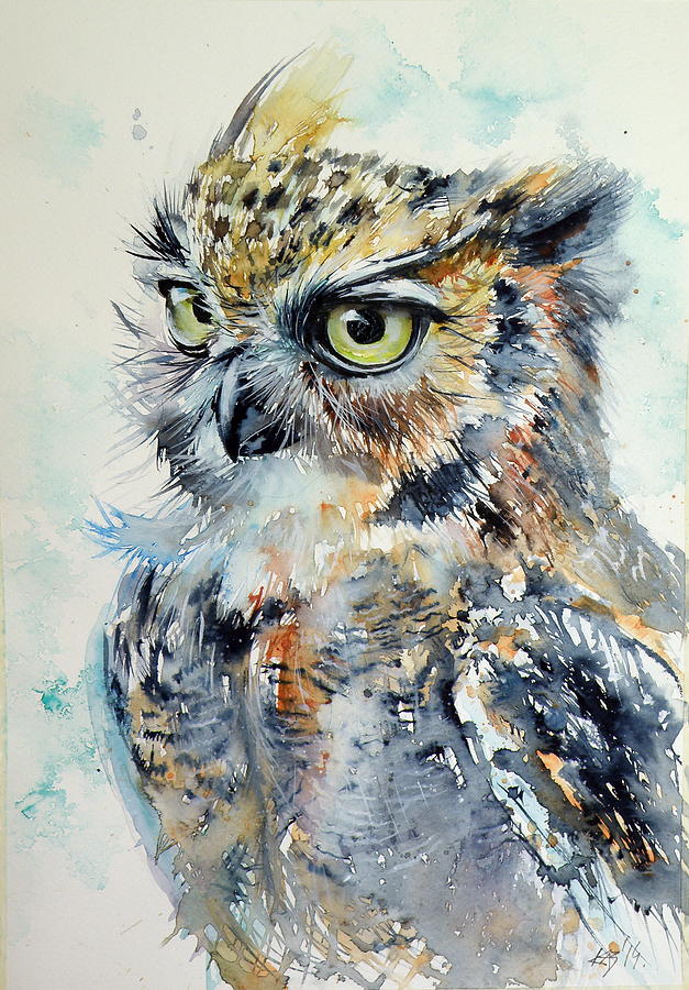 Owl Painting by Kovacs Anna Brigitta