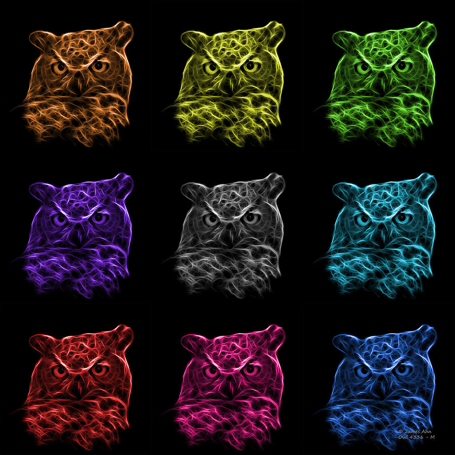 Owl Pop Art 4436 - F M - bb Digital Art by James Ahn