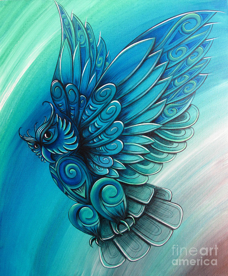 Owl Painting - Owl by New Zealand Artist Reina Cottier by Reina Cottier