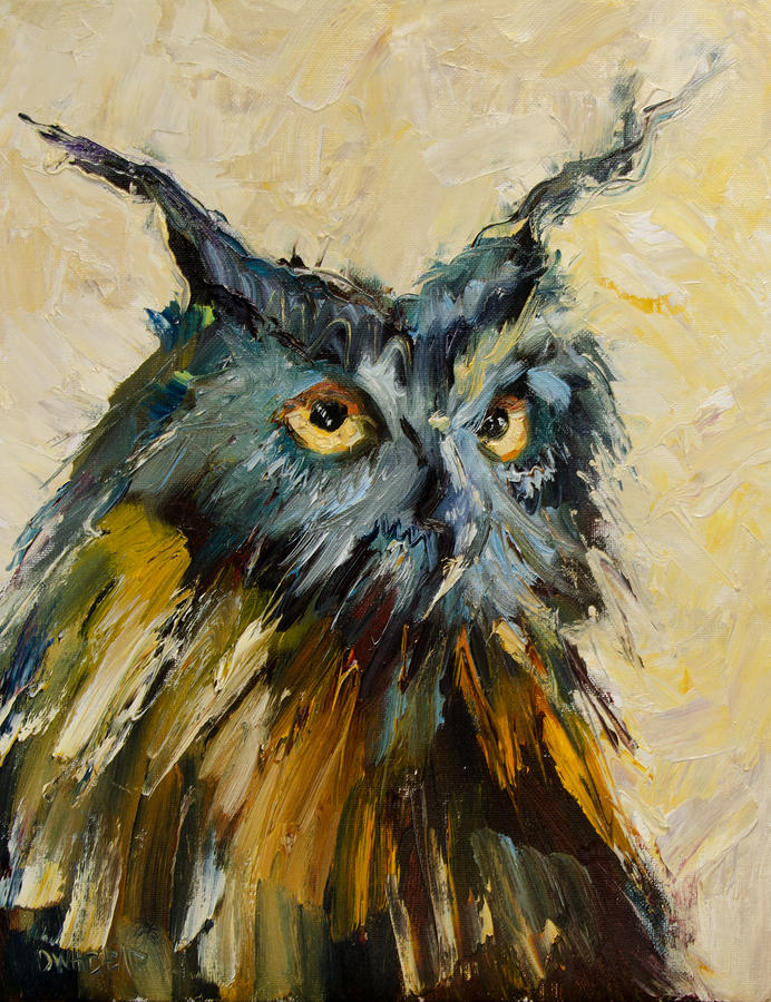 Owl Study Painting by Diane Whitehead