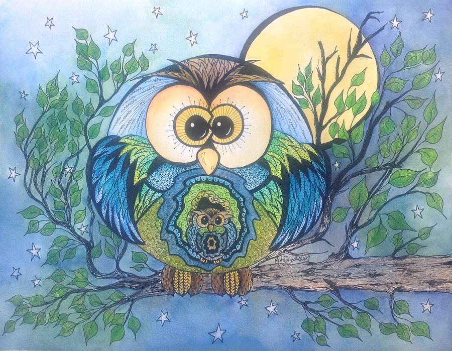 Owl Painting - Owl Take Care Of You by Meldra Driscoll