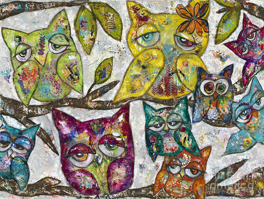 Owl Together Painting by Kirsten Koza Reed
