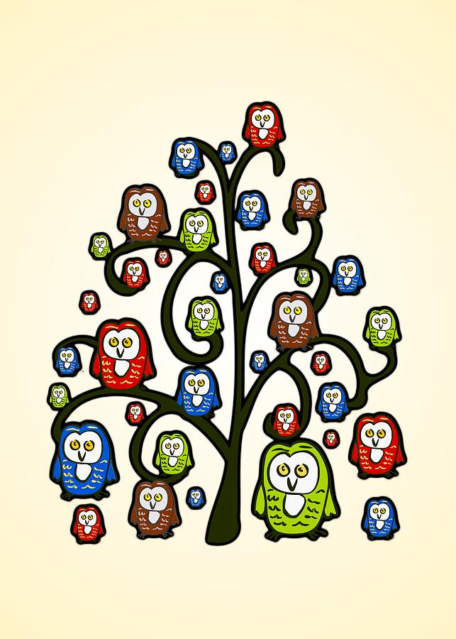Owl Tree Digital Art by Anastasiya Malakhova